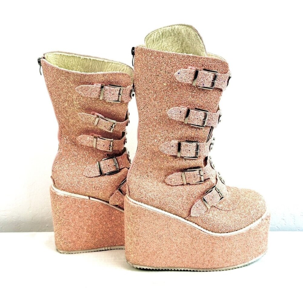 Pink Glitter Heeled Boots